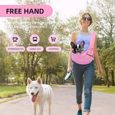Adjustable Dog Carrier Sling - Hand-Free Dog Carriers for Small Dogs and Cats, Puppy Sling Carrier with Zipper Purse Pocket, Travel Safety Harness, Puppy Essentials(Gray) in Saudi Arabia