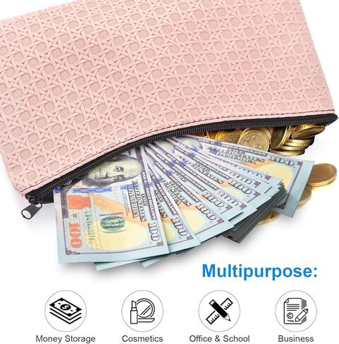 2pack Money Bag, Wteehn Cash Zipper Pouch, Money Bags With Zipper, Bank Bags, Cash Wallet, Cash Bag, Cosmetic Receipts Coins Small Tools Organizing Storage Bag in Kuwait