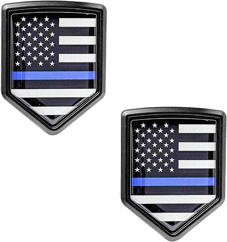 2 PCS US American Flag Decal Sticker Car Emblem, 3D Metal USA Flag Chrome Shield Car Emblem Badge, Embossed Patriotic American Flag Decoration for Car Truck SUV Motorcycle (Black) in Kuwait