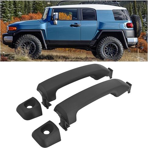 KUAFU Front Driver and Passenger Side Exterior Door Handle Compatible with 2007-2014 Toyota FJ Cruiser 2007-2021 Toyota Tundra Replacement for 69210-0C010 69217-0C010 Black Plastic in Saudi Arabia