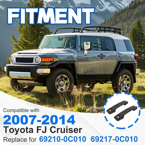 KUAFU Front Driver and Passenger Side Exterior Door Handle Compatible with 2007-2014 Toyota FJ Cruiser 2007-2021 Toyota Tundra Replacement for 69210-0C010 69217-0C010 Black Plastic in Saudi Arabia