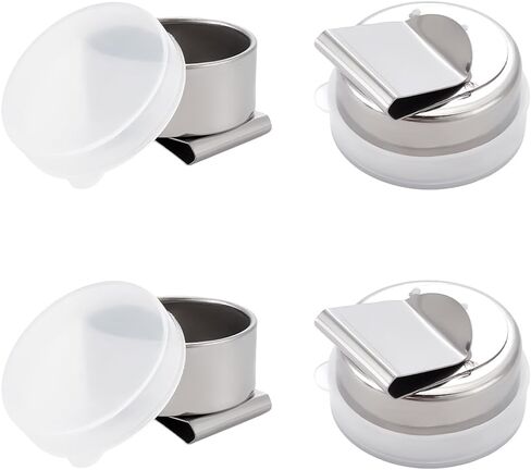 UNICRAFTALE 2pcs Stainless Steel Oil Painting Cups Single Palettes Container Cups Metal Dipper Painting Pot Container with Lid and Clip Large Mouth Dipper Pallete Cups for Drawing 53.5x43mm in Kuwait
