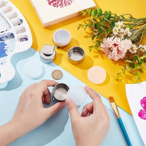 UNICRAFTALE 2pcs Stainless Steel Oil Painting Cups Single Palettes Container Cups Metal Dipper Painting Pot Container with Lid and Clip Large Mouth Dipper Pallete Cups for Drawing 53.5x43mm in Kuwait