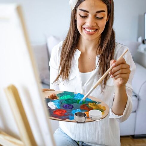 UNICRAFTALE 2pcs Stainless Steel Oil Painting Cups Single Palettes Container Cups Metal Dipper Painting Pot Container with Lid and Clip Large Mouth Dipper Pallete Cups for Drawing 53.5x43mm in Kuwait