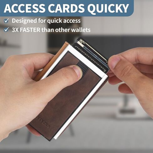 محفظة رفيعة للرجال ， مع التدريع RFID ، تحمل 9 بطاقات بسهولة ، محفظة معدنية ， محفظة بطاقة للرجال ، محفظة الحد الأدنى للرجال ، المصنوعة من الألومنيوم والجلد الاصطناعي ، تشمل مقطع نقدي (أسود) in Kuwait