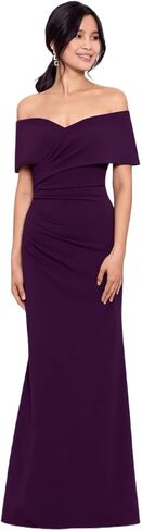 Betsy & Adam Women's Long Off The Shoulder Scuba Crepe Dress in Saudi Arabia