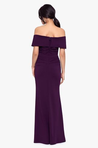 Betsy & Adam Women's Long Off The Shoulder Scuba Crepe Dress in Saudi Arabia