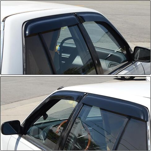 FREEMOTOR802 Tape-on Window Visors Compatible with 1988-1991 Honda Civic Sedan DX LX, Side Wind Deflectors Rain Guards Vent Visors, Slim Style Smoke Tinted PC Injection 4 Pieces in Saudi Arabia