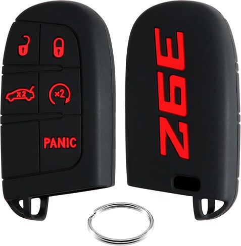 392 غطاء مفتاح FOB لـ Dodge Accessories Charger Challenger Durango SRT Dart Journey Jeep Cherokee Compass Renegade Chrysler 300 Keyless 3 4 5 Buttons Key Shell (Red ، 1pc) in Kuwait