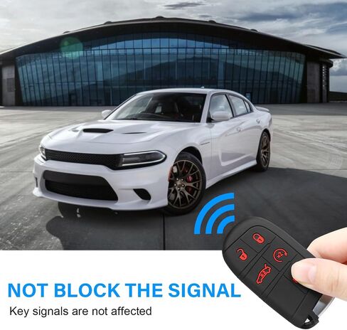 392 غطاء مفتاح FOB لـ Dodge Accessories Charger Challenger Durango SRT Dart Journey Jeep Cherokee Compass Renegade Chrysler 300 Keyless 3 4 5 Buttons Key Shell (Red ، 1pc) in Kuwait