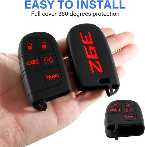 392 غطاء مفتاح FOB لـ Dodge Accessories Charger Challenger Durango SRT Dart Journey Jeep Cherokee Compass Renegade Chrysler 300 Keyless 3 4 5 Buttons Key Shell (Red ، 1pc) in Kuwait