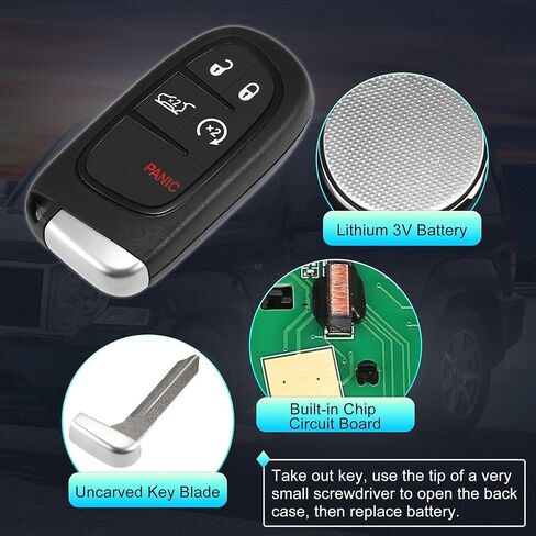 X AutoHaux 2PCS 433MHz استبدال مفتاح الإدخال البسيط FOB لجيب Cherokee 2014-2020 5 أزرار مع مفتاح الباب 68141580 AC GQ4-54T 4A رقاقة in Saudi Arabia