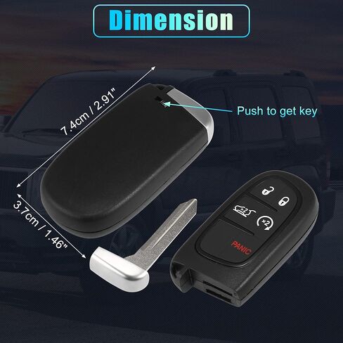 X AutoHaux 2PCS 433MHz استبدال مفتاح الإدخال البسيط FOB لجيب Cherokee 2014-2020 5 أزرار مع مفتاح الباب 68141580 AC GQ4-54T 4A رقاقة in Saudi Arabia