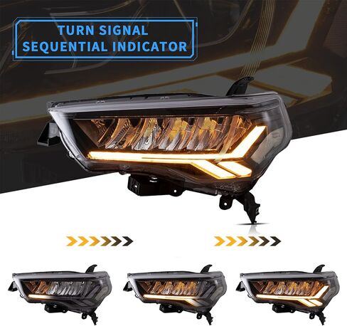 Vland Projector LED المصابيح الأمامية متوافقة مع Toyota 4runner 2014-2023 w/Amber Sequential Trans Sign in Kuwait