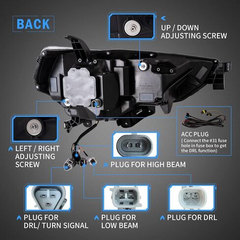 Vland Projector LED المصابيح الأمامية متوافقة مع Toyota 4runner 2014-2023 w/Amber Sequential Trans Sign in Saudi Arabia