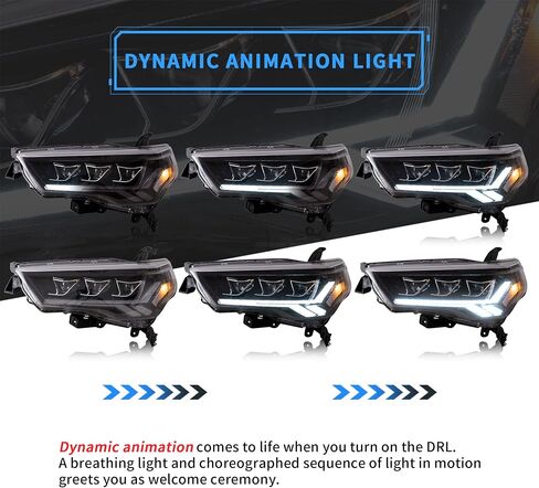 Vland Projector LED المصابيح الأمامية متوافقة مع Toyota 4runner 2014-2023 w/Amber Sequential Trans Sign in Saudi Arabia