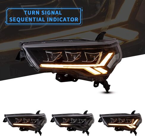 Vland Projector LED المصابيح الأمامية متوافقة مع Toyota 4runner 2014-2023 w/Amber Sequential Trans Sign in Saudi Arabia