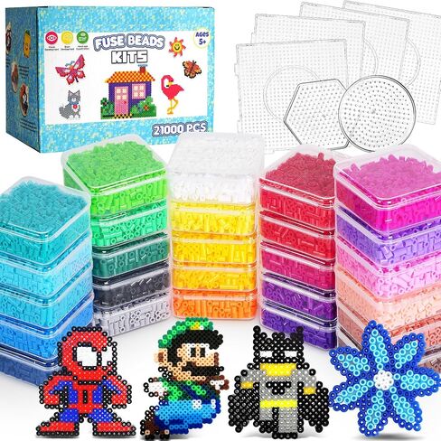 FUNZBO 31000 5mm Fuse Beads Kit - 48 Colors, Christmas Arts and Crafts for Kids, Toys Set, Art Decorations for Room, Toys Gifts for Girls and Boys Age 5+ in Saudi Arabia