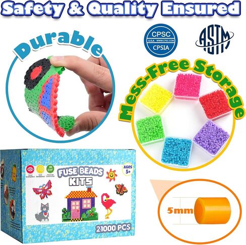 FUNZBO 31000 5mm Fuse Beads Kit - 48 Colors, Christmas Arts and Crafts for Kids, Toys Set, Art Decorations for Room, Toys Gifts for Girls and Boys Age 5+ in Saudi Arabia