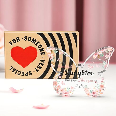 Unique Niece Gift from Auntie Aunt Uncle - 5x3.8x0.5 Inch Butterfly Acrylic Plaque Decor - Valentines Day Mothers Day Birthday Christmas Gift for Niece in Kuwait