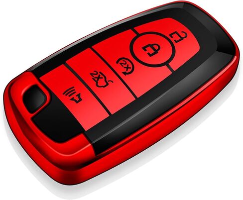 Tukellen for Ford Key Fob Cover Soft TPU COMPATE CASE CASE متوافق مع Fusion Explorer Escape F150 F250 F350 F450 F550 Mustang Edge Maverick Expedition Lincoln Aviator (Blue ، 4 buttons) in Saudi Arabia