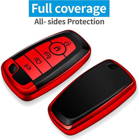 Tukellen for Ford Key Fob Cover Soft TPU COMPATE CASE CASE متوافق مع Fusion Explorer Escape F150 F250 F350 F450 F550 Mustang Edge Maverick Expedition Lincoln Aviator (Blue ، 4 buttons) in Saudi Arabia