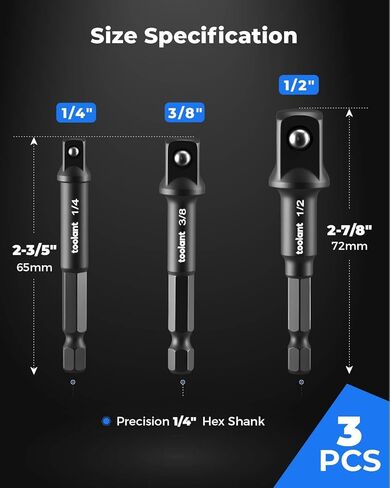 مجموعة محول المقبس لصف أدوات الأدوات ، 6 أجهزة كمبيوتر ، 1/4 "، 3/8" ، 1/2 "محرك ، مع 2-3/5" ، 2-7/8 "، 6" أشرطة تمديد ، محول بتات حفر السداسي لحفر الطاقة وتأثير سائق in Kuwait