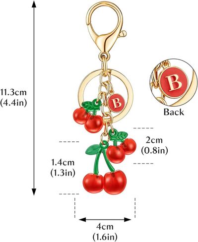 Letter Initial Keychain Cherry Purse Charm Keychain Accessory Cute Keychain for Backpack in Saudi Arabia