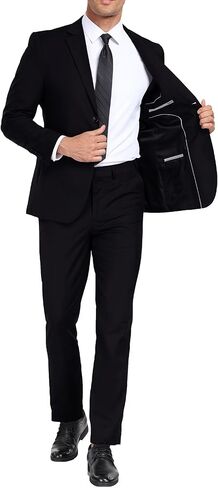 Mens Suits Slim Fit 2 Piece, Solid Blazer Pants Business Suit Set Prom Tuxedo Wedding Suit Jacket Pants Set in Saudi Arabia