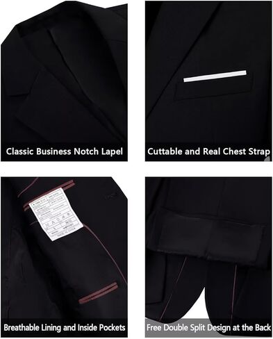 Mens Suits Slim Fit 2 Piece, Solid Blazer Pants Business Suit Set Prom Tuxedo Wedding Suit Jacket Pants Set in Saudi Arabia