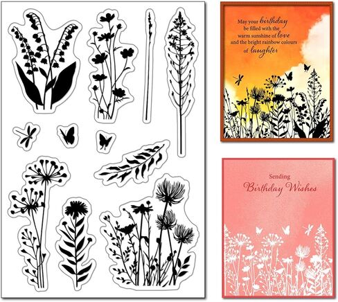 Arbuya 4pcs/Set Dandelion Lavender Flowers Leaves Stamps Rubber Clear Stamp/Seal Scrapbook/Photo Decorative Card Making Clear Stamp in Kuwait
