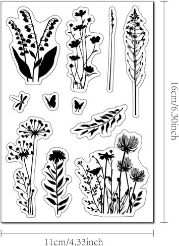 Arbuya 4pcs/Set Dandelion Lavender Flowers Leaves Stamps Rubber Clear Stamp/Seal Scrapbook/Photo Decorative Card Making Clear Stamp in Kuwait