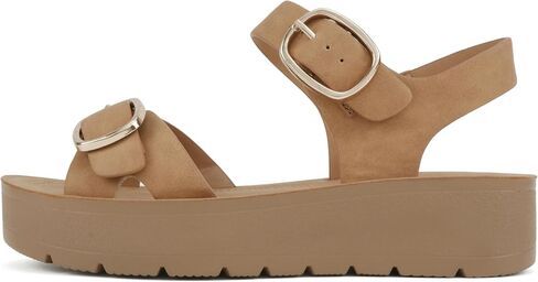 Soda Jolin ~ Women Crisscross Band Low Platform Sandals with Buckle Straps in Saudi Arabia
