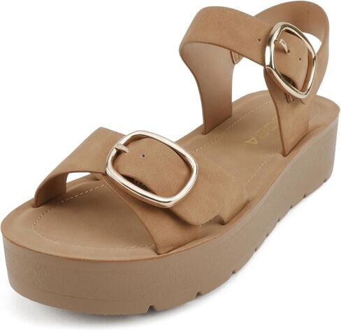 Soda Jolin ~ Women Crisscross Band Low Platform Sandals with Buckle Straps in Saudi Arabia