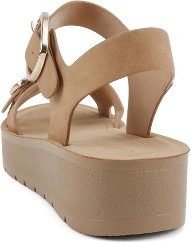 Soda Jolin ~ Women Crisscross Band Low Platform Sandals with Buckle Straps in Saudi Arabia