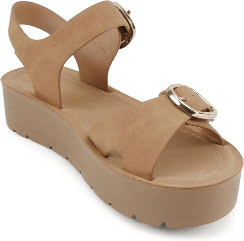 Soda Jolin ~ Women Crisscross Band Low Platform Sandals with Buckle Straps in Saudi Arabia