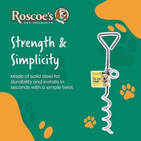 Roscoe's Pet Products Steel Spiral Tie Out Stake for Dogs. 4 (9mm, 16 inch) in Kuwait