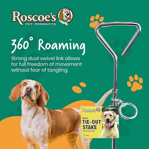 Roscoe's Pet Products Steel Spiral Tie Out Stake for Dogs. 4 (9mm, 16 inch) in Kuwait