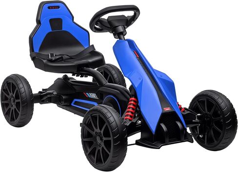 Aosom Kids Pedal Go Kart, Outdoor Ride on Toy with Adjustable Seat, Swing Axle, Handbrake, 4 Non-Slip EVA Wheels for Boys and Girls Aged 3-8 Years Old, Blue in Kuwait