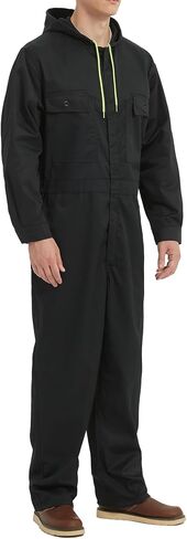 Mens Cotton Blend Long Sleeve Coverall Multi Pockets Zip Overall Mechanic Work Jumpsuit with Hood in Saudi Arabia
