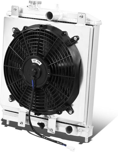 Auto Dynasty Aluminum Radiator Fan Shroud Assembly Compatible with 1992-2001 Honda Civic EH1 - EH9 EJ8 EJ7 EJ6 Acura Integra DB DC1 DC2 MT Del Sol EG MT, 2-Row Aluminum Radiator in Saudi Arabia