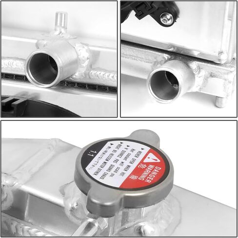 Auto Dynasty Aluminum Radiator Fan Shroud Assembly Compatible with 1992-2001 Honda Civic EH1 - EH9 EJ8 EJ7 EJ6 Acura Integra DB DC1 DC2 MT Del Sol EG MT, 2-Row Aluminum Radiator in Saudi Arabia
