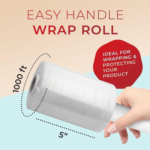 5" x 1000' Roll - Shrink Wrap Roll with Handle 80 Gauge Thick Mini Clear Stretch Wrap for Moving Supplies (1 Pack) in Saudi Arabia