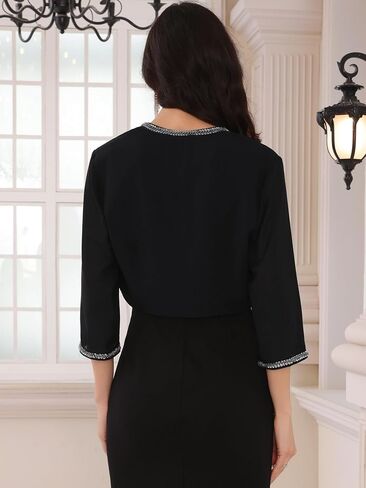 Women's Evening Shrug Sequin Beaded Open Front Cocktail Formal Bolero in Saudi Arabia