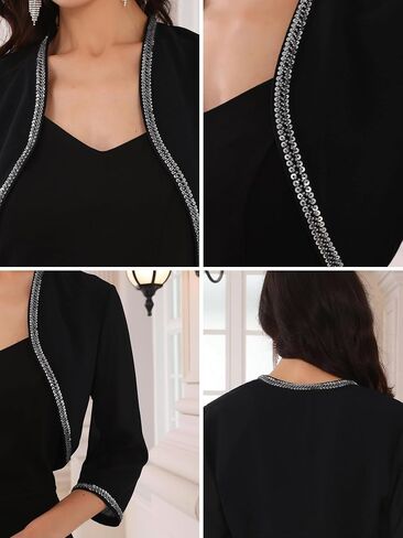 Women's Evening Shrug Sequin Beaded Open Front Cocktail Formal Bolero in Saudi Arabia