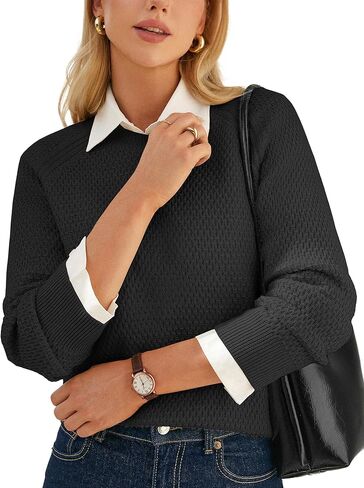 GRACE KARIN Women's Merino Wool Blend Sweater Fall Fashion 2025 Long Sleeve Crewneck Classic Business Casual Pullover in Saudi Arabia