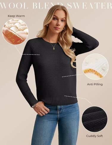 GRACE KARIN Women's Merino Wool Blend Sweater Fall Fashion 2025 Long Sleeve Crewneck Classic Business Casual Pullover in Saudi Arabia