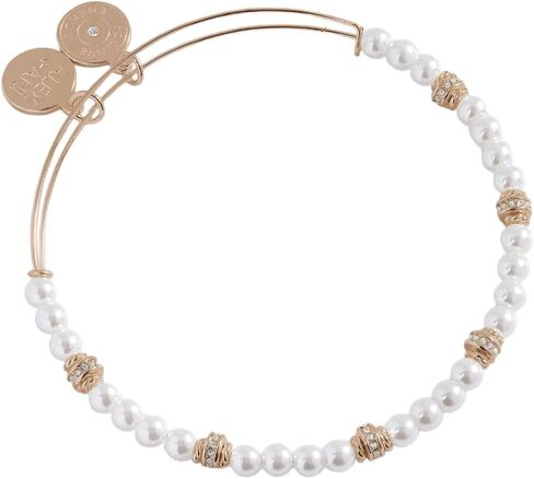 Alex and Ani A20EBPRL01RG,Sea Sultry Pearl Expandable Bangle Bracelet,Rafaelian Gold,White, Bracelets in Saudi Arabia