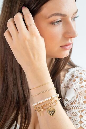 Alex and Ani A20EBPRL01RG,Sea Sultry Pearl Expandable Bangle Bracelet,Rafaelian Gold,White, Bracelets in Saudi Arabia