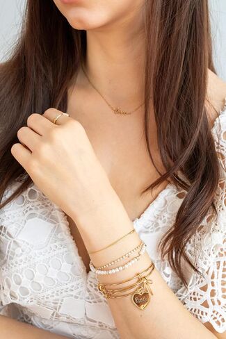 Alex and Ani A20EBPRL01RG,Sea Sultry Pearl Expandable Bangle Bracelet,Rafaelian Gold,White, Bracelets in Saudi Arabia
